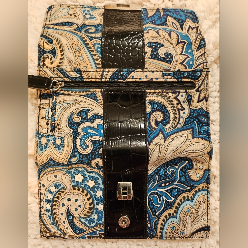 Fabric and croco print wallet